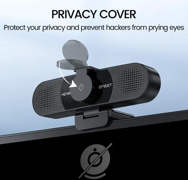 Alt view image 7 of 7 - EMEET 1080P Webcam with Microphone, C960 Web Cam, 2 Mics, 90° FOV, USB Type-A & A-to-C Adapter, Plug&Play Computer Camera for Online Calling, Zoom/Teams/Facetime, Switch 2 Camera Support, 2025 Version