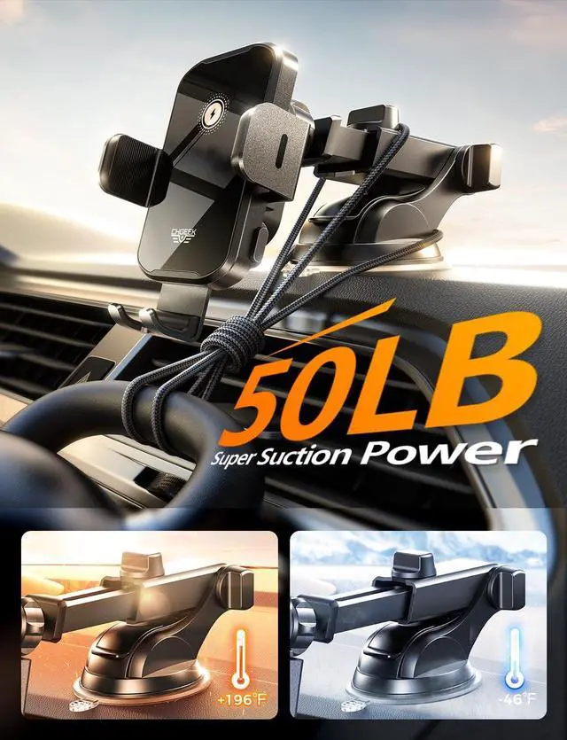 Alt view image 5 of 7 - CHGeek Wireless Car Charger Phone Holder Mount, 15W Fast Charging Auto Clamping Phone Holders for Your Car Dashboard Windshield Air Vent Car Accessories for iPhone, Samsung Galaxy, Google Pixel etc