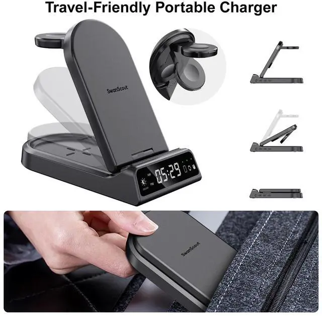 Alt view image 2 of 6 - SwanScout Wireless Charger for Samsung Z Flip 7/Watch 8/8 Classic, 3 in 1 Charging Station for Samsung Galaxy S25 Ultra/S25+/S25/S24 Ultra/S23/S22, Galaxy Watch Ultra/7 6/5/4/3, Galaxy Buds