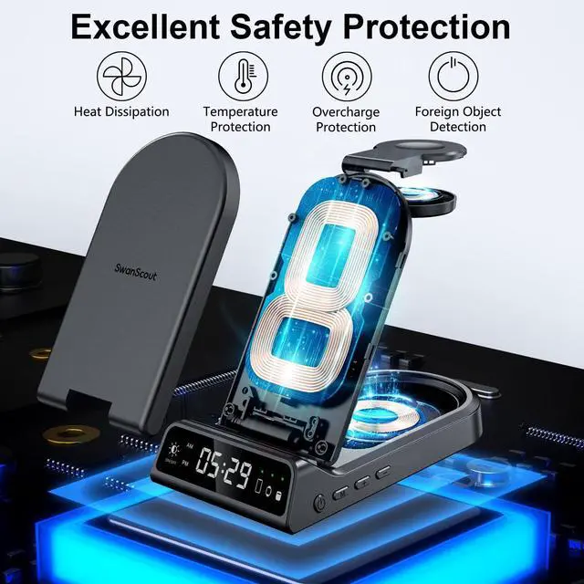 Alt view image 6 of 6 - SwanScout Wireless Charger for Samsung Z Flip 7/Watch 8/8 Classic, 3 in 1 Charging Station for Samsung Galaxy S25 Ultra/S25+/S25/S24 Ultra/S23/S22, Galaxy Watch Ultra/7 6/5/4/3, Galaxy Buds