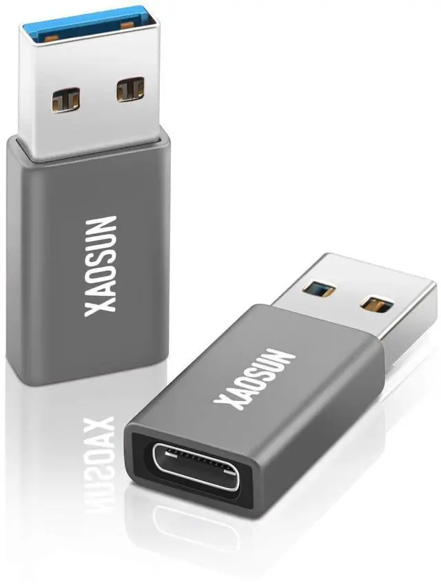 Main image of XAOSUN [10Gbps] USB C Female to USB Male Adapter (2-Pack), 3.1 USB A to C Adapter, One-Sided SuperSpeed Data Sync & 100W Fast Charging for iPhone 15 Plus Pro Max, Laptop, Charger, Quest Link, etc.
