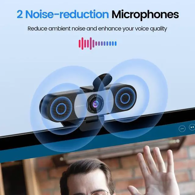 Alt view image 3 of 7 - EMEET 1080P Webcam, C960 Web Camera with 2 Noise-Cancelling Microphones & Privacy Cover, 90° FOV Computer Camera, Plug & Play USB Webcam for Calls/Conference, Zoom/Skype/YouTube, Laptop/Desktop, Grey