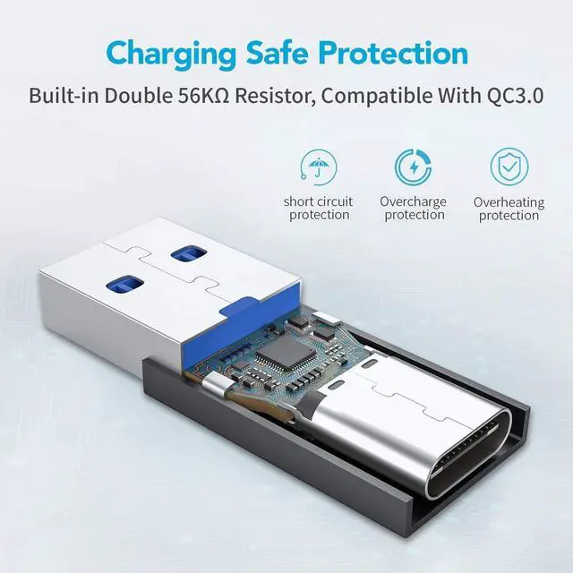 Alt view image 7 of 7 - XAOSUN [10Gbps] USB C Female to USB Male Adapter (2-Pack), 3.1 USB A to C Adapter, One-Sided SuperSpeed Data Sync & 100W Fast Charging for iPhone 15 Plus Pro Max, Laptop, Charger, Quest Link, etc.