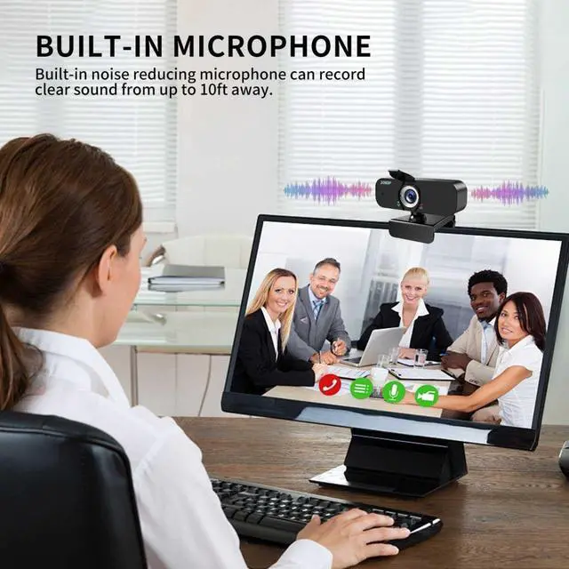 Alt view image 4 of 6 - Lusinx 1080P Webcam for Computer/Laptop/Desktop/PC, External Camera with Microphone, USB Plug&Play, Auto Low Light Correction, Privacy Cover, Tripod, Wide Angle for Meeting/Online Video/Zoom