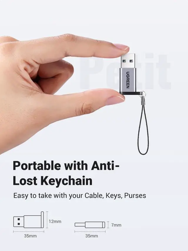 Alt view image 7 of 7 - UGREEN 10Gbps USB C Female to USB Male Adapter 2 Pack, Type C to USB A Charger Cable Converter Compatible with Apple Watch iPhone 15 14 13 AirPods 3 MacBook Samsung Galaxy Note Google Pixel etc Gray