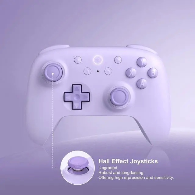 Alt view image 3 of 7 - 8Bitdo Ultimate 2C Wireless Controller for Windows PC & Android, Hall Effect Joysticks and Triggers, PC Controller with 1000 Hz Polling Rate, Remappable L4/R4 Bumpers, Purple
