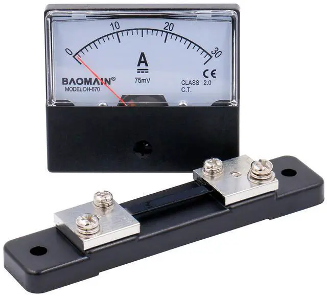 Main image of Baomain DH-670 30A Analog Amp Panel Meter Current Ammeter DC 0-30A with Shunt
