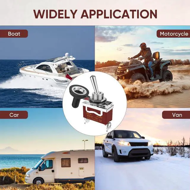 Alt view image 7 of 7 - MecRecare Toggle Switch ON-Off Waterproof 2 Way 30A 12VDC/15A 250VAC 2 Position 120V SPST with Boot Cap Cover for Auto Boat Marine (Pack of 5)