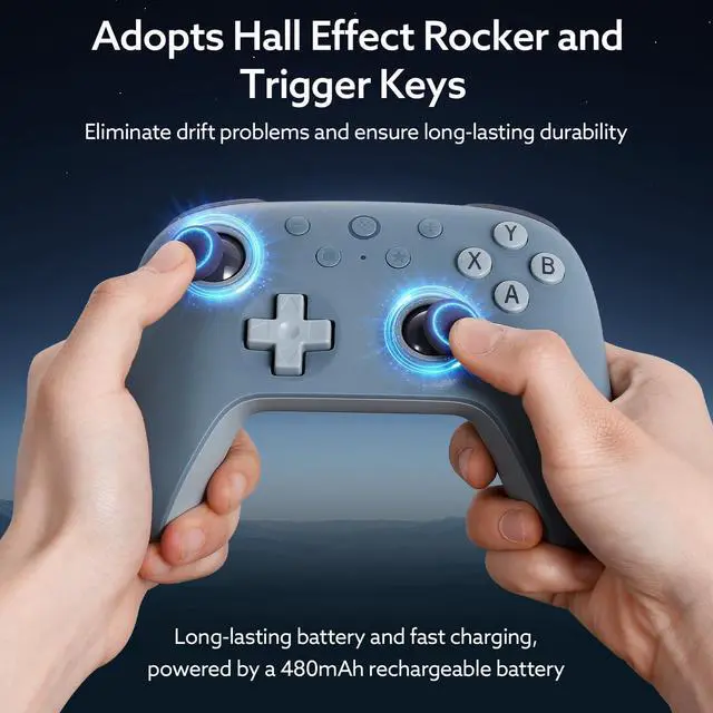 Alt view image 3 of 6 - 8Bitdo Ultimate 2C Wireless Controller for Windows PC and Android, with 1000 Hz Polling Rate, Hall Effect Joysticks and Triggers, and Remappable L4/R4 Bumpers (Special Edition-Blueberry)