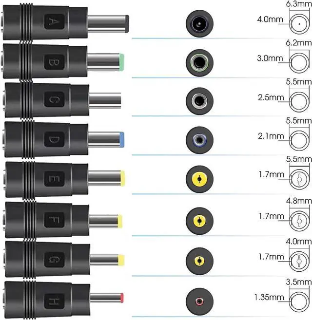 Alt view image 3 of 7 - Kado AC/DC Power Adapter 12V-4A 3A 2.5A 2A 1.25A 1A Power Cord 5.5x2.1mm with 8 Tips Made for Sceptre Monitor, Echo Smart Speaker & Display, Webcam, Router, Mini PC, Projector, CCTV, Bluetooth Speaker
