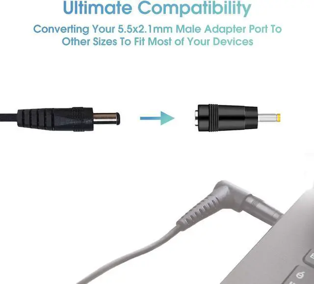 Alt view image 4 of 7 - Kado AC/DC Power Adapter 12V-4A 3A 2.5A 2A 1.25A 1A Power Cord 5.5x2.1mm with 8 Tips Made for Sceptre Monitor, Echo Smart Speaker & Display, Webcam, Router, Mini PC, Projector, CCTV, Bluetooth Speaker