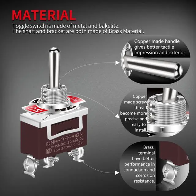 Alt view image 4 of 6 - DaierTek Waterproof Momentary Toggle Switch 12V DC 20A Heavy Duty Marine SPDT Switch Rocker 3 Way (ON)-Off-(ON) 250V AC 15A with Weatherproof Boot Cap Cover for Auto Car Boat -4pcs