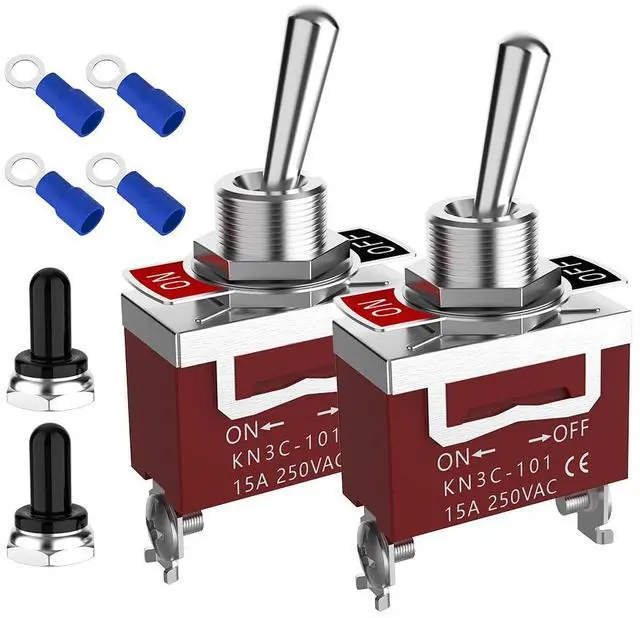 Main image of Toggle Switch, Malictele 12V 30A HeavyDuty ON/Off 2Pin SPST Waterproof Toggle Switch with Waterproof Cap and Terminals for Auto Car Boats- 2Pack