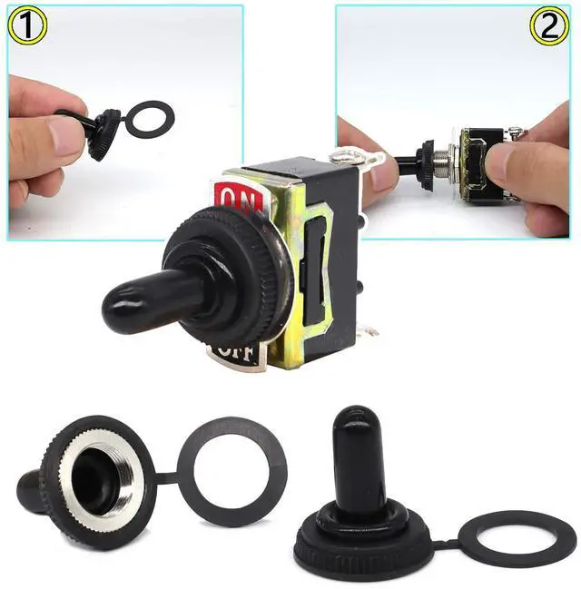 Alt view image 3 of 7 - 5PCS Marine Toggle Switch 12V Boat Automotive Car Waterproof SPST Rocker Toggle Switch ON/Off 2Pin 2Position 20A/125V 15A/250V Heavy Duty Weatherproof Boot Cover Silver