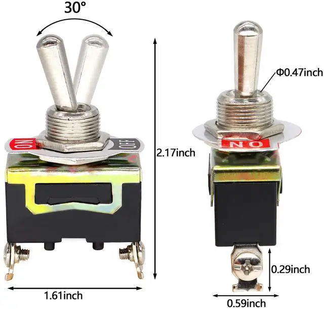 Alt view image 2 of 7 - 5PCS Marine Toggle Switch 12V Boat Automotive Car Waterproof SPST Rocker Toggle Switch ON/Off 2Pin 2Position 20A/125V 15A/250V Heavy Duty Weatherproof Boot Cover Silver