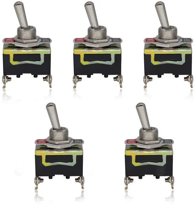 Alt view image 7 of 7 - 5PCS Marine Toggle Switch 12V Boat Automotive Car Waterproof SPST Rocker Toggle Switch ON/Off 2Pin 2Position 20A/125V 15A/250V Heavy Duty Weatherproof Boot Cover Silver