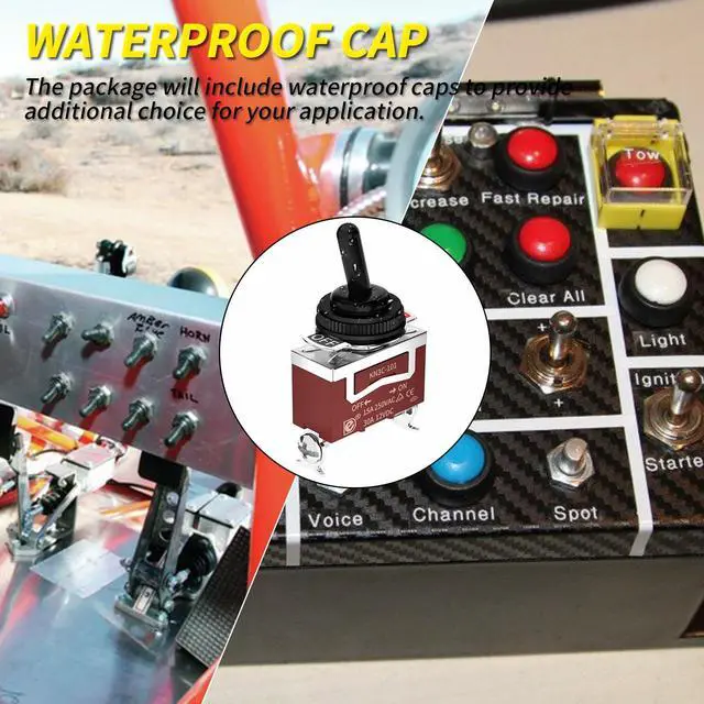 Alt view image 6 of 6 - Joinfworld Toggle Switch 12V DC 125V SPST 2 Pin Waterproof Marine Toggle Switch 12 Volt On Off Switch 30A Heavy Duty with Boot Cover for Automotive Boat Car Truck - 4Pack