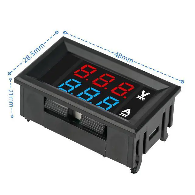 Alt view image 2 of 6 - MTDELE 3Pcs Ammeter Voltage Meter Digital DC 0-100V 10A 0.28" LED Display Red Blue Dual with Connect Wires Compatible with for Electronic Circuit Experiments EV Cars Boats ect