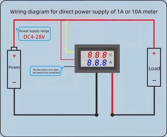 Alt view image 5 of 6 - MTDELE 3Pcs Ammeter Voltage Meter Digital DC 0-100V 10A 0.28" LED Display Red Blue Dual with Connect Wires Compatible with for Electronic Circuit Experiments EV Cars Boats ect