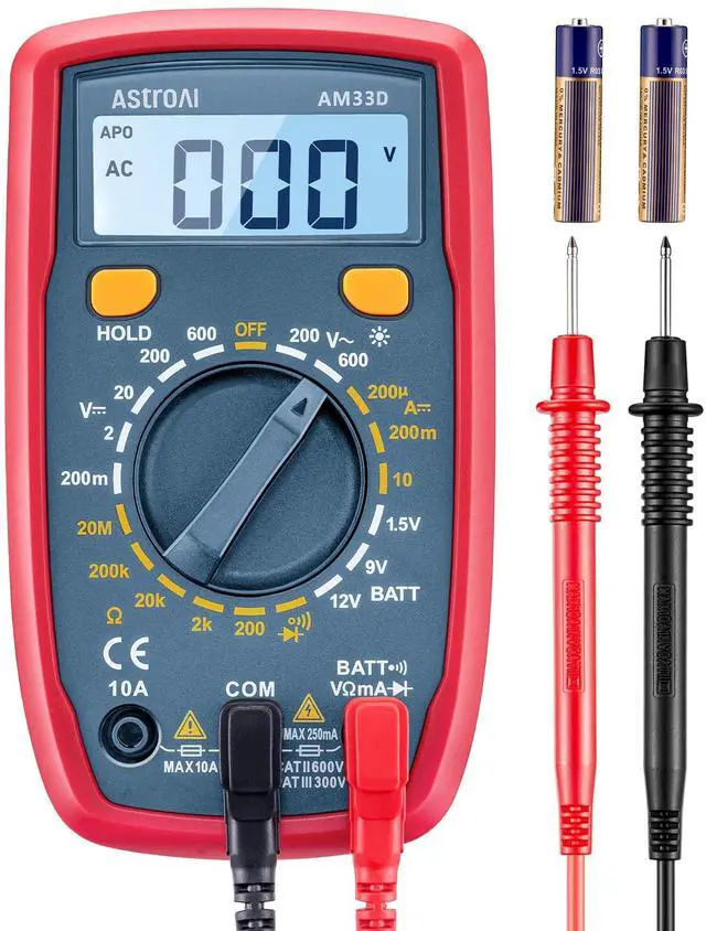 Main image of AstroAI Digital Multimeter Tester 2000 Counts with DC AC Voltmeter and Ohm Volt Amp Meter; Measures Voltage, Current, Resistance, Continuity and Diode, Blue