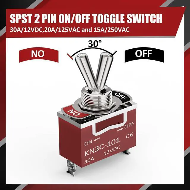 Alt view image 5 of 7 - Covxyorg Waterproof Toggle Switch, Durable 12V 30A SPST 2Pin ON/Off Heavy Duty Waterproof Boot Cap Switch, Suitable for Automotive Boat Truck  Pack of 4