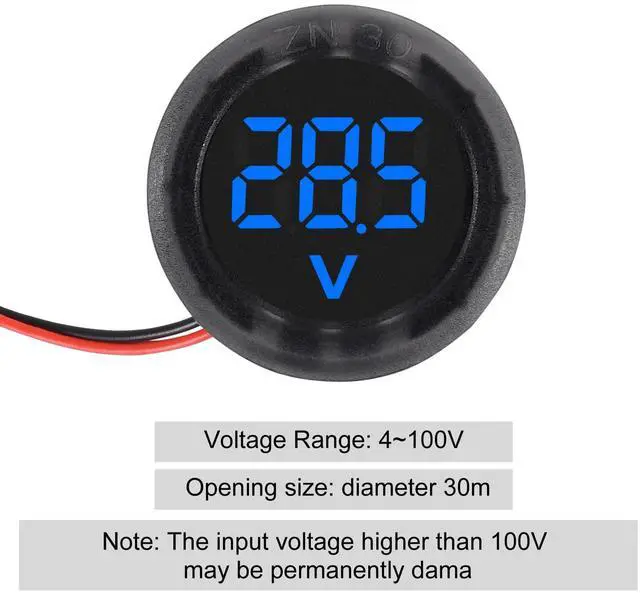 Alt view image 2 of 6 - DWEII 5PCS DC 4-100V Car LED Digital Display, Round 2 Wire Voltmeter DC Digital Car Voltage Current Meter Volt Detector Tester Monitor Panel for Motorcycle Truck Camper Caravan Marine ATV UTV