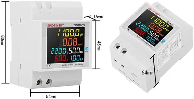 Alt view image 3 of 7 - 6IN1 Single Phase Energy Meter Din Rail Electricity Usage Monitor AC 40-300V 100A Voltmeter Ammeter Watt Kwh Frequency Power Meter Built-in CT 110V