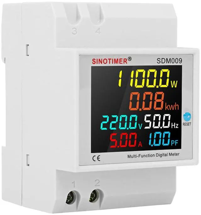 Alt view image 4 of 7 - 6IN1 Single Phase Energy Meter Din Rail Electricity Usage Monitor AC 40-300V 100A Voltmeter Ammeter Watt Kwh Frequency Power Meter Built-in CT 110V