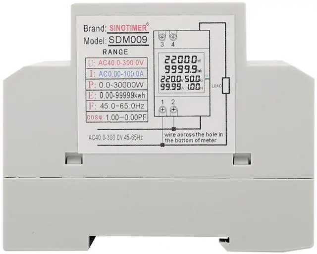 Alt view image 6 of 7 - 6IN1 Single Phase Energy Meter Din Rail Electricity Usage Monitor AC 40-300V 100A Voltmeter Ammeter Watt Kwh Frequency Power Meter Built-in CT 110V