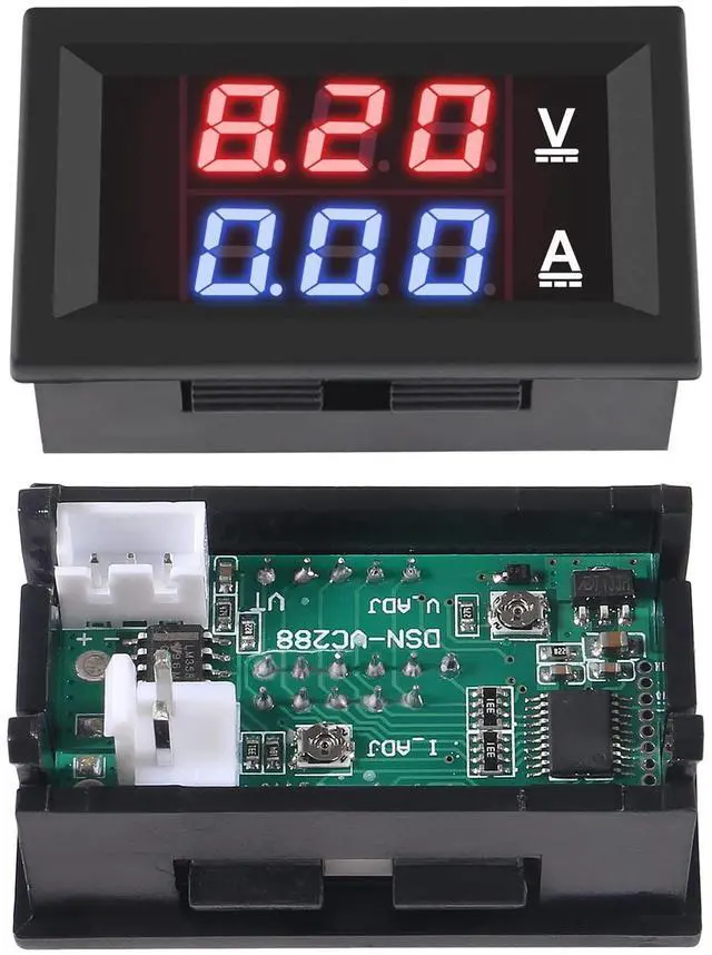 Alt view image 4 of 7 - Aobao 2pcs 0.28'' Digital Volt Amp Voltmeter Ammeter Meter DC 0-100V 50A Red Blue Dual LED Display Voltage Amperage Current Meter 2 in 1 Tester with 50A/75mV Shunt