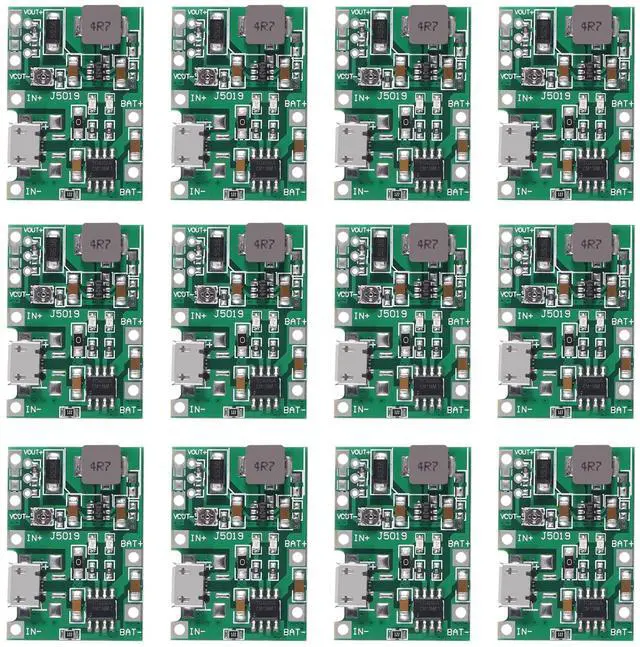 Main image of KEHIPI 12PCS 2A USB 18650 Lithium Li-ion Battery Charger Module Boost 3.7V to 5V 9V 12V Adjustable DC-DC Step Up Boost Module TP4056 DIY Kit Parts
