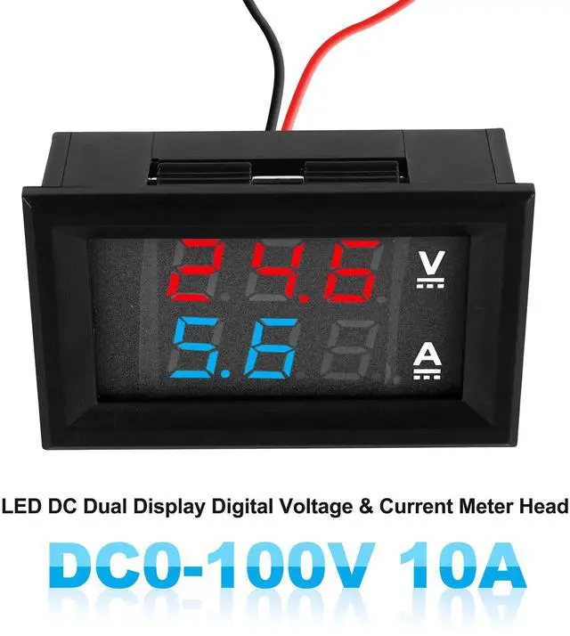 Alt view image 3 of 7 - 0.28" Volt Meter, DC 0-100V 10A Digital Voltmeter Ammeter Dual 3 Bits LED Display with Connect Wires Mini Ammeter Voltmeter for Electronic Circuit Experiments Cars RV Solar Energy