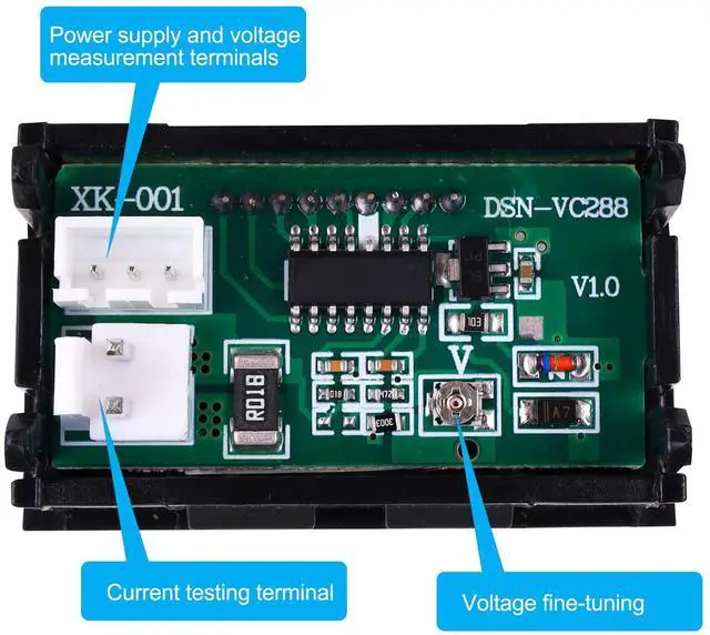Alt view image 6 of 7 - 0.28" Volt Meter, DC 0-100V 10A Digital Voltmeter Ammeter Dual 3 Bits LED Display with Connect Wires Mini Ammeter Voltmeter for Electronic Circuit Experiments Cars RV Solar Energy