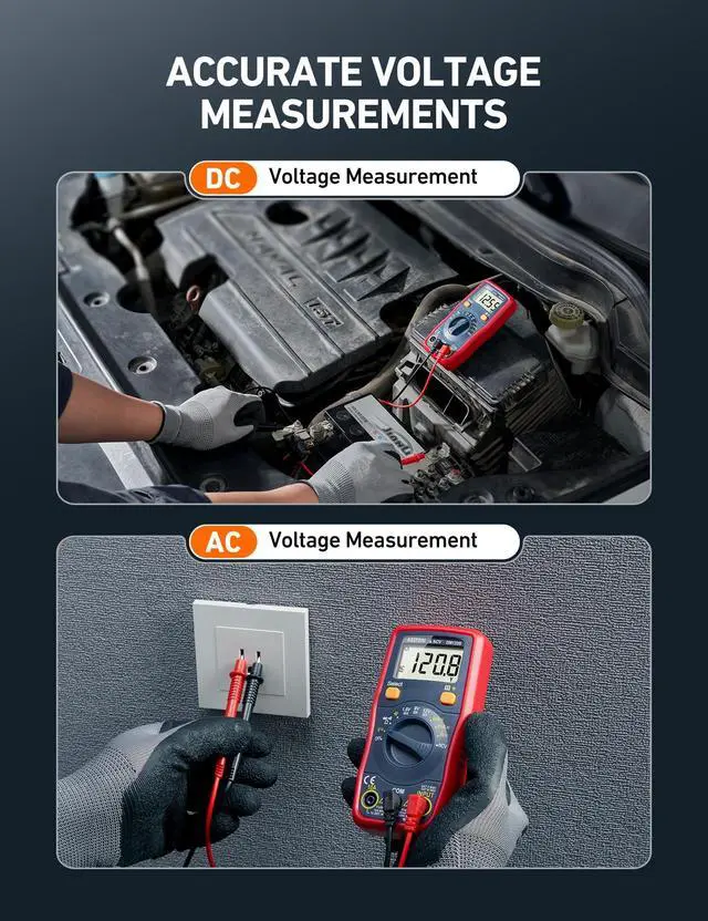 Alt view image 3 of 7 - KEHIPI Digital Multimeter, Voltmeter 1.5v/9v/12v Battery Voltage Tester Auto-Ranging/Ohmmeter/DMM with NCV Function, Accurately Measures Voltage Current Amp Resistance Capacitance
