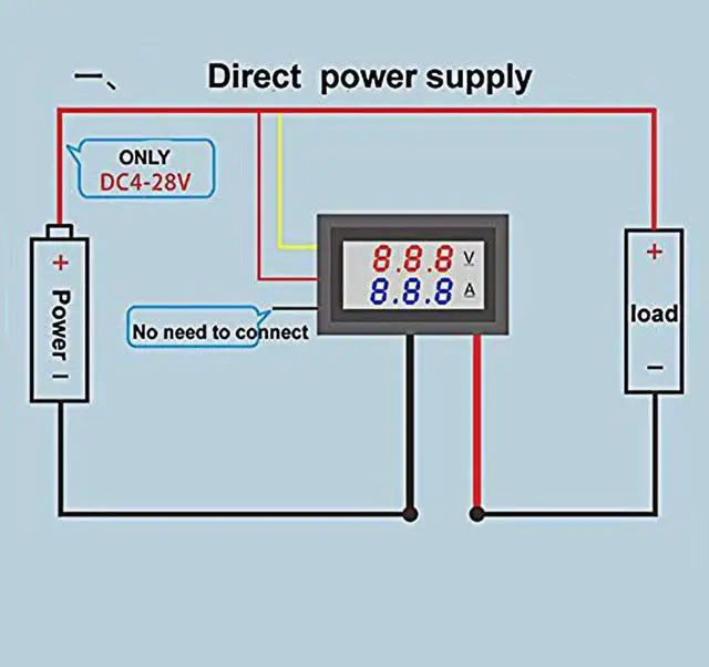 Alt view image 2 of 7 - Eiechip LED Digital Voltmeter Ammeter, Mini DC Digital Multimeter 100V 10A, Blue Red LED Amp Dual Digital Display Volt Meter Gauge, Car Current Monitor Tester 0.28"
