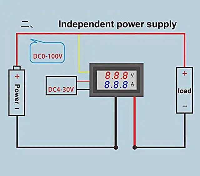Alt view image 3 of 7 - Eiechip LED Digital Voltmeter Ammeter, Mini DC Digital Multimeter 100V 10A, Blue Red LED Amp Dual Digital Display Volt Meter Gauge, Car Current Monitor Tester 0.28"