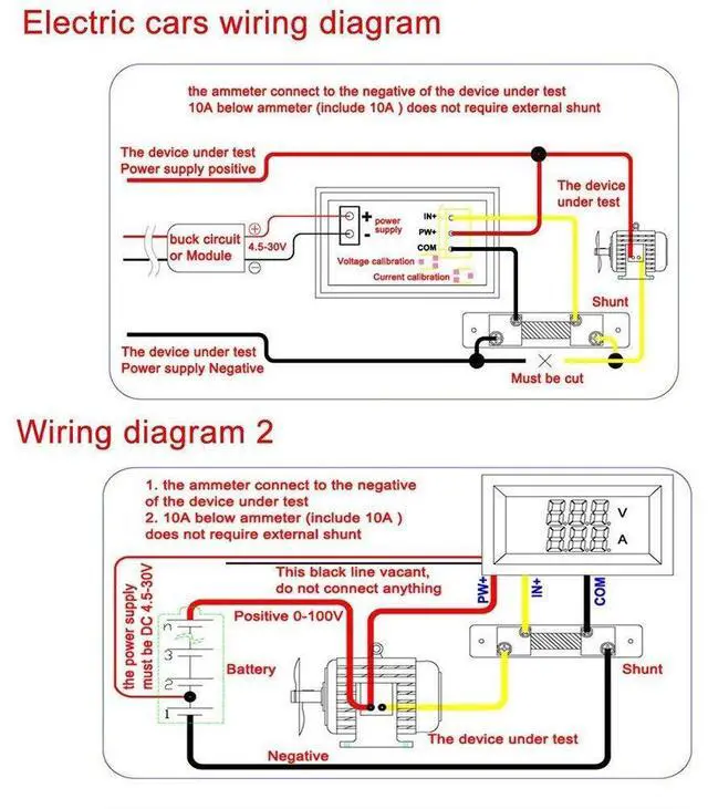 Alt view image 4 of 7 - Eiechip LED Digital Voltmeter Ammeter, Mini DC Digital Multimeter 100V 10A, Blue Red LED Amp Dual Digital Display Volt Meter Gauge, Car Current Monitor Tester 0.28"