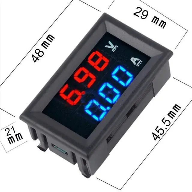 Alt view image 5 of 7 - Eiechip LED Digital Voltmeter Ammeter, Mini DC Digital Multimeter 100V 10A, Blue Red LED Amp Dual Digital Display Volt Meter Gauge, Car Current Monitor Tester 0.28"