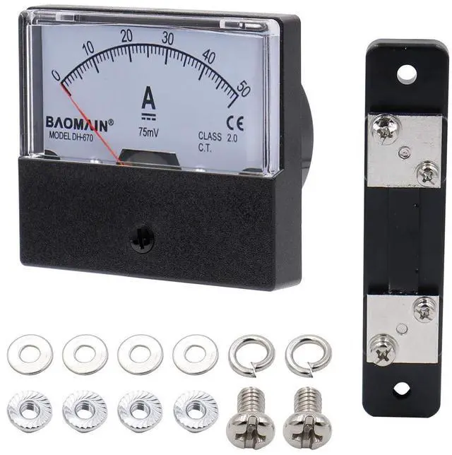 Alt view image 5 of 7 - Baomain DH-670 DC 0-50A Analog Amp Panel Meter Current Ammeter with 75mV Shunt