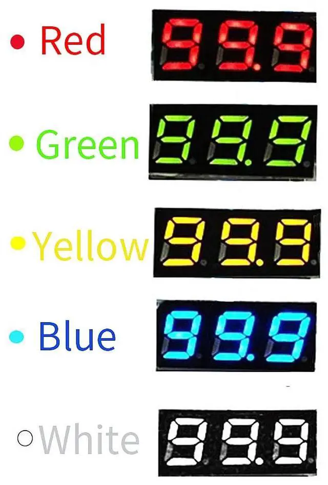 Alt view image 2 of 5 - 10PCS Mini DC Voltmeter 3-Wire DC 0-100V Voltage Tester 0.28 inch LED Panel 5 Colors Combined
