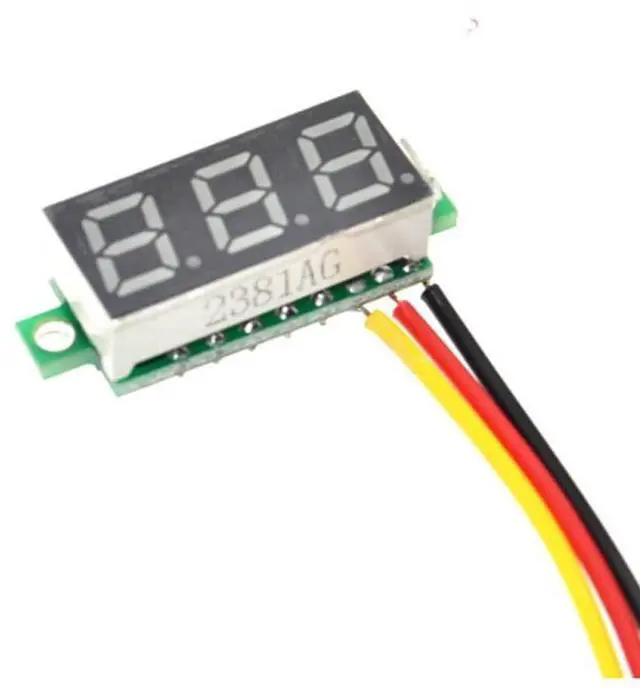Alt view image 5 of 5 - 10PCS Mini DC Voltmeter 3-Wire DC 0-100V Voltage Tester 0.28 inch LED Panel 5 Colors Combined