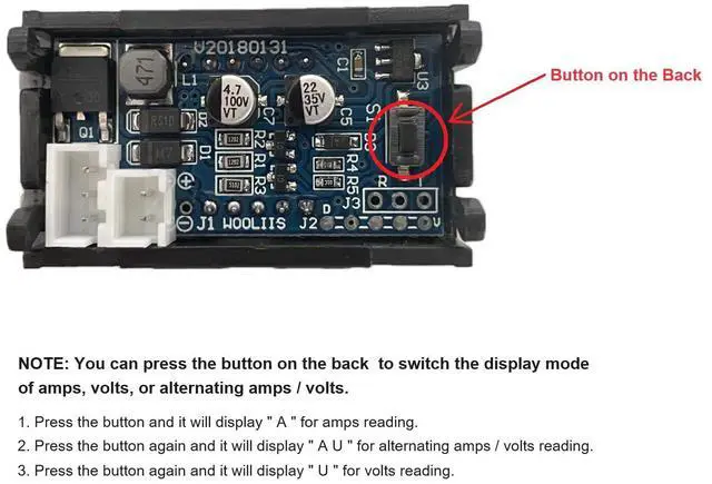 Alt view image 3 of 4 - DC 5-120V 100A Mini Digital Current Voltage Amp Meter Ammeter Gauge with Hall Effect Sensor Transformer