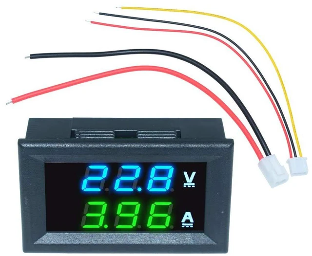 Alt view image 2 of 6 - 5PCS 0.28" Volt Amp Meter Digital Voltmeter Ammeter DC 100V 10A Waterproof Dual Display Current Voltage Meter Mini Ammeter Voltmeter 3 Bits Dual LED Display Panel(Blue-Green)