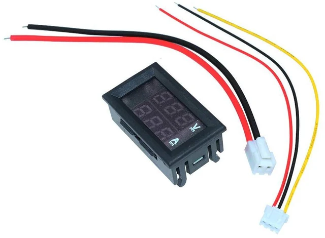 Alt view image 3 of 6 - 5PCS 0.28" Volt Amp Meter Digital Voltmeter Ammeter DC 100V 10A Waterproof Dual Display Current Voltage Meter Mini Ammeter Voltmeter 3 Bits Dual LED Display Panel(Blue-Green)