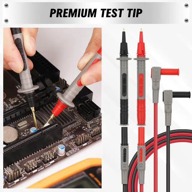 Alt view image 2 of 7 - 27-Piece Multimeter Test Leads Set, CAT.III 1000V / CAT.IV 600V Multimeter Probes with Alligator Clips, Needle Probe, Replaceable Probe Accessories, Soft PVC Volt Meter Lead