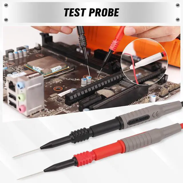 Alt view image 3 of 7 - 27-Piece Multimeter Test Leads Set, CAT.III 1000V / CAT.IV 600V Multimeter Probes with Alligator Clips, Needle Probe, Replaceable Probe Accessories, Soft PVC Volt Meter Lead