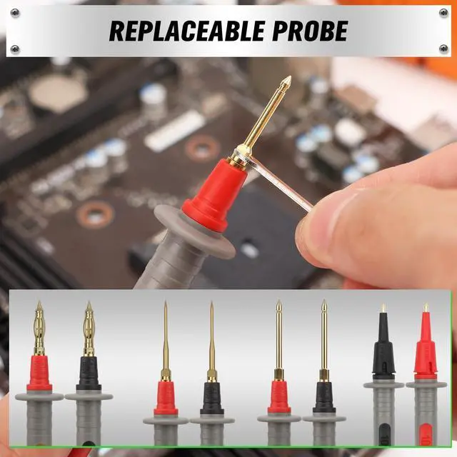 Alt view image 7 of 7 - 27-Piece Multimeter Test Leads Set, CAT.III 1000V / CAT.IV 600V Multimeter Probes with Alligator Clips, Needle Probe, Replaceable Probe Accessories, Soft PVC Volt Meter Lead