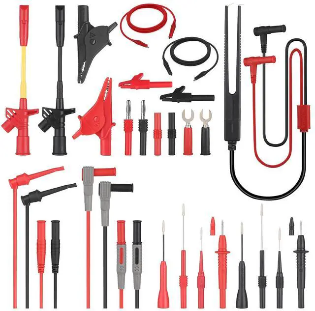 Main image of 27-Piece Multimeter Test Leads Probes kitmultimeter Probes,Multimeter Leads Test Tweezers withAlligator Clips with WiresVolt Meter Leads Test Probesmultimeter Leads kit