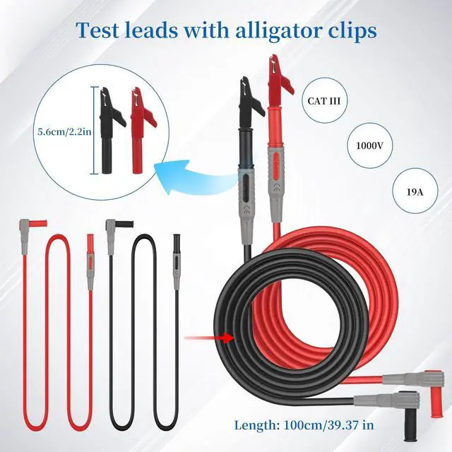 Alt view image 2 of 7 - 27-Piece Multimeter Test Leads Probes kitmultimeter Probes,Multimeter Leads Test Tweezers withAlligator Clips with WiresVolt Meter Leads Test Probesmultimeter Leads kit