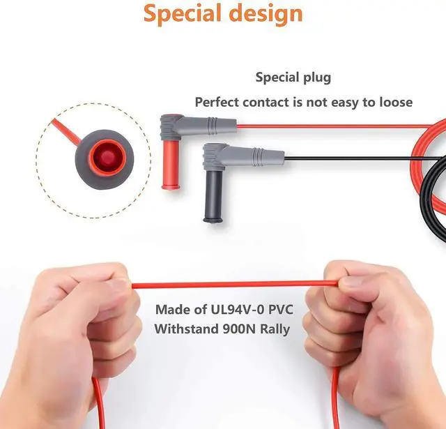 Alt view image 4 of 5 - Banana Plug Multimeter Test Leads, 1000V 20A Digital Multi Meter Clamp Tester Probes (2 pcs)